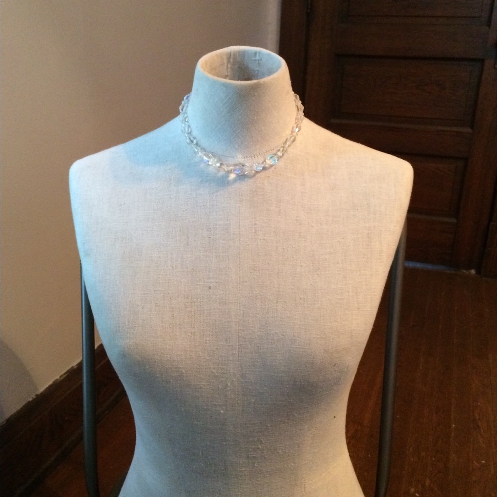 Choker Style White Faceted Necklace